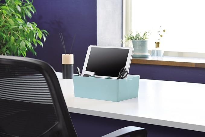 JEJ Astage Storage Box, Desk Tote, Desk Organizer, Stacked, Made in Japan, Blue, Width 10.2 x Depth 7.4 x Height 5.7 inches (26 x 18.8 x 14.5 cm)