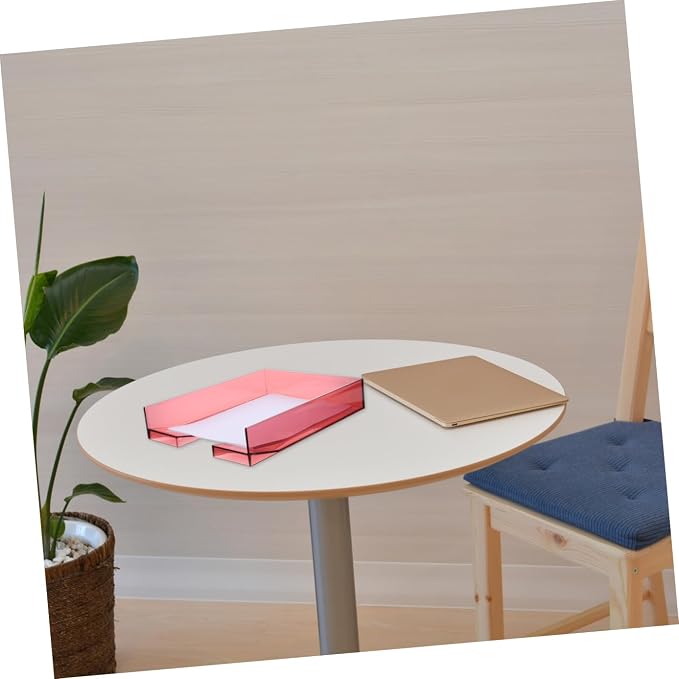 Superposable Plastic File Box with Lid, A4 Document Organizer Storage Container, Stackable Desktop Office Paper Holder for Important Files