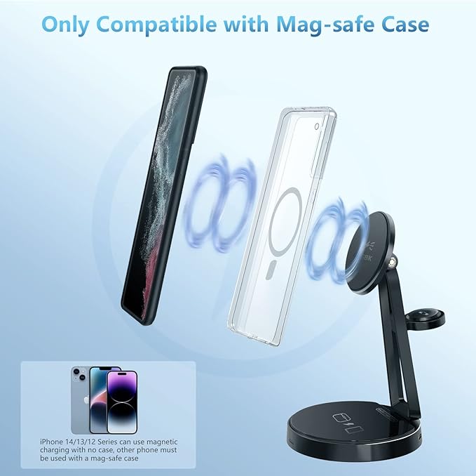 Wireless Charger for Samsung | 3-in-1 Charging Station for Samsung Galaxy S25/S24/S23/S22 & Watch 7/6/5/Buds | MagSafe Charger for iPhone 16/15/14/13/12 | Compatible with Apple AirPods