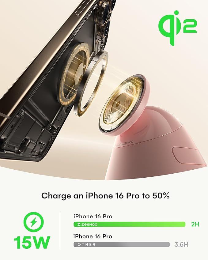 ZEEHOO 3 in 1 Charging Station for Apple Devices,Qi2 Mag-Safe Charger Stand&Light,Fast Wireless Charging Station for iPhone 17/16/15/14/13/12&AirPods&iWatch &Pixel 10&Samsung Galaxy Watch,30W Adapter
