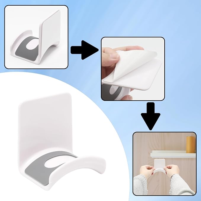 1Pcs White ABS Plastic Headphone Stand Hanger, Table Wall Mount Headset Holder Hook, Adhesive Earphones Hangers for Desk Headphone Hanger, Most Headphones and Controller