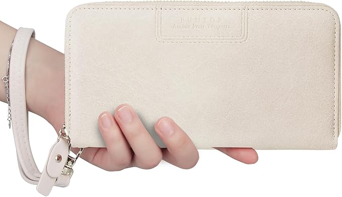 FT FUNTOR Wristlet Wallets for Women, Ladies PU Vegan Leather Clutch Wallet Zip around Phone Purse Card Holder Organizer