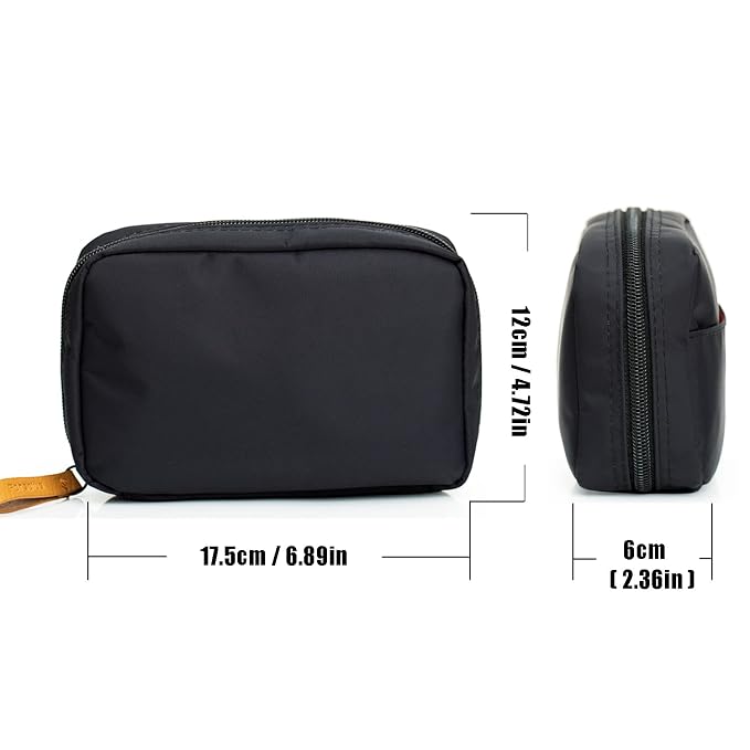 Hekyip Rectangular Beauty Bag, Small Travel Makeup Bag for Purse, Portable Waterproof Cosmetic Pouch for Ladies Women (Rectangular Inner Red)