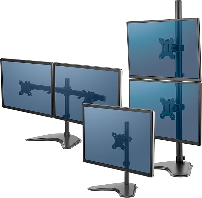 Fellowes 8049601 Professional Series Free-Standing Monitor Mount, Adjustable Computer Monitor Stand for Desk with Single Monitor Arm, 32 Inch Monitor Capacity