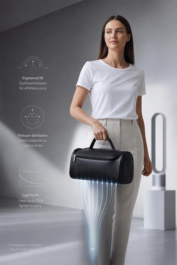 Leather Travel Case for Dyson Airwrap, Portable Storage Bag Designed Specifically for Dyson Airwrap All Series,Shockproof Organizer with Metal Hanging Hook