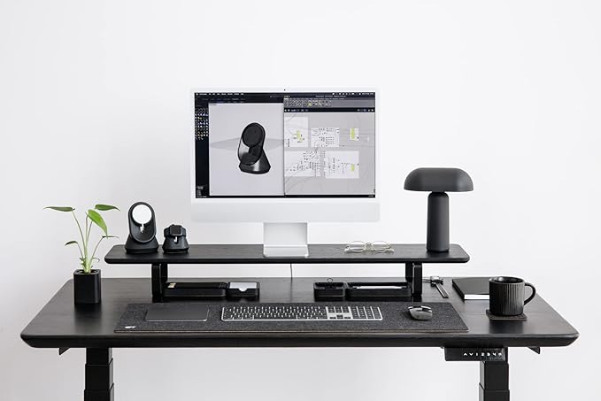 Oakywood Dual Monitor Stand - Handmade in EU - Natural Wood Monitor Stand Riser - Laptop Accessories ??220 lbs (100 kg) Capacity - 41.3"x9" (105x23 cm) ??100% Natural Black Stained Oak
