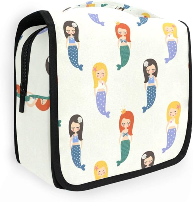senya Hanging Travel Toiletry Bag Kit Makeup Case Cosmetics Organizer for Men Women (Colorful Mermaid)