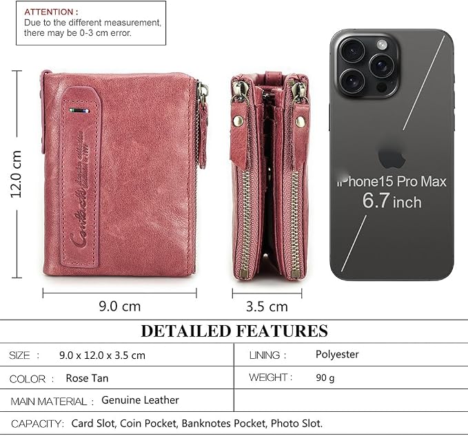 CONTACTS Personalized Wallet for Women Customized Wallet Birth Flower Custom Name Coin Purse Small Double Zipper Card Holder with RFID Blocking