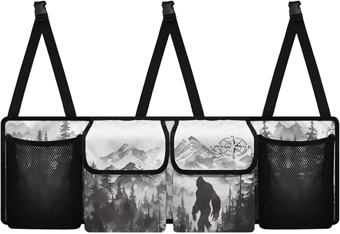 Bigfoot Compass Design Car Trunk Organizer and Storage,Backseat Hanging Organizer for SUV,Truck,Van Collapsible Cargo Storage Bag,Vehicle Accessories Decorate Machine Washable