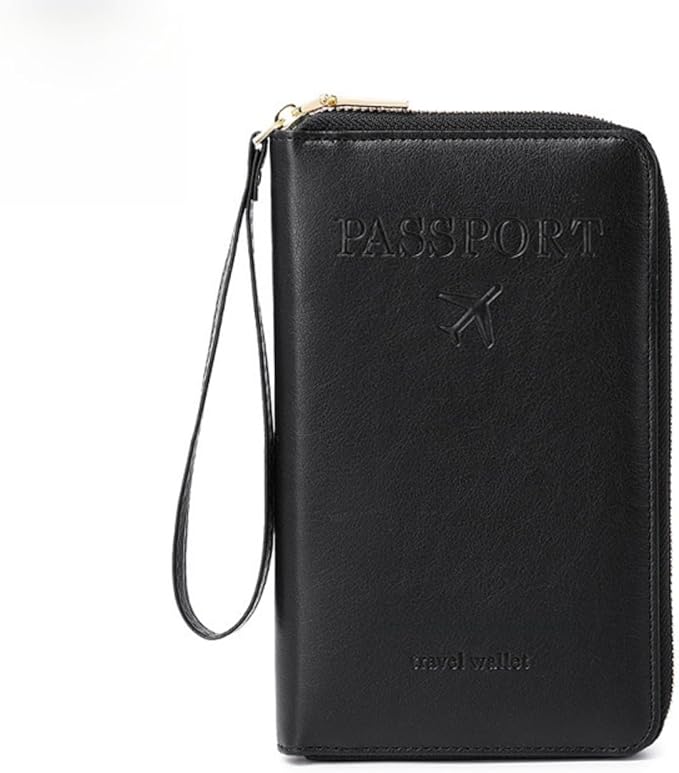RFID Passport Holder for Travel - Cruise Essentials 2025 with RFID Blocking Sleeves | Anti-Theft Travel Wallet Document Organizer for Women & Men (Black)