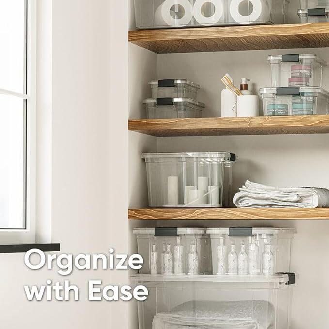Superio Clear Storage Boxes with Lids, 3.5 Quart Plastic Container Bins for Organizing, Stackable Crates, BPA Free, Non Toxic, Odor Free, Organizers for Home, Office and Dorm, 5 Pack