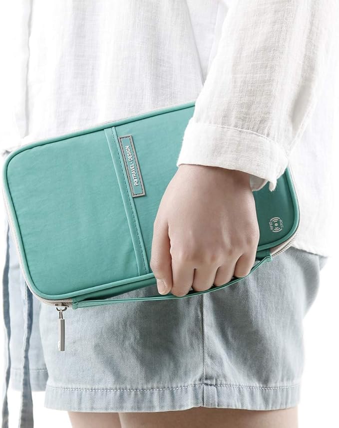 VanFn Passport Wallets, Travel Wallet, RFID Family Passport Holder, Trip Document Organizer (Green)