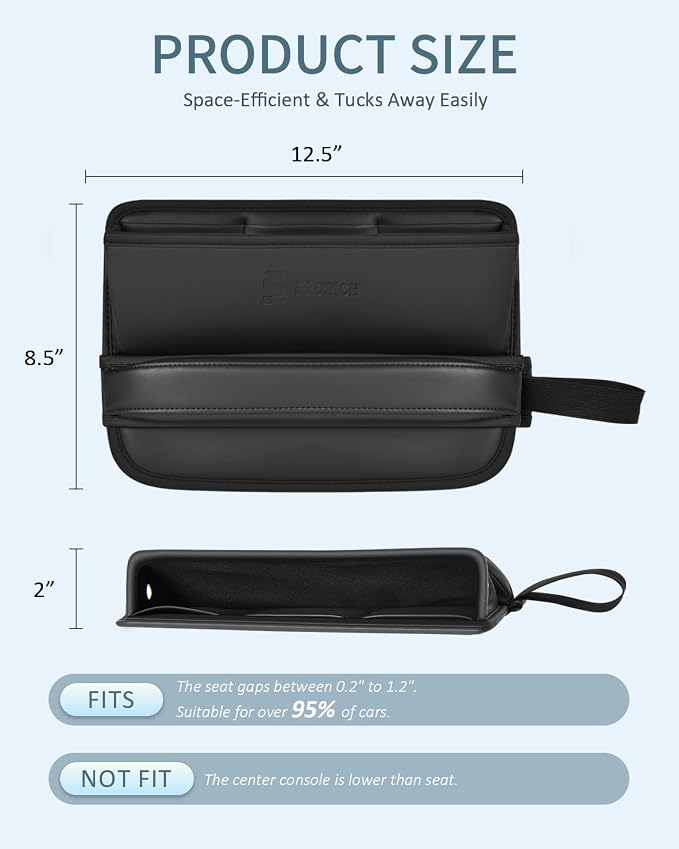 FLORICH Car Seat Gap Filler Organizer, 2-in-1 Seats Gap Filler Organizer and Storages Between Seat Car Gap Filler, Car Organizer Front Seat Universal Fit for Car SUV Truck Black 2 Pack