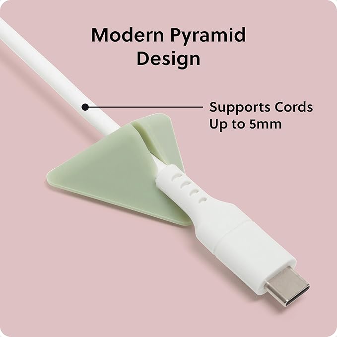U Brands Tech Classics Silicone Pyramid Cable Clips 12 Pack, Assorted Colors Adhesive Cord Organizer, Cable Management Clips for Desk, Office, and Travel