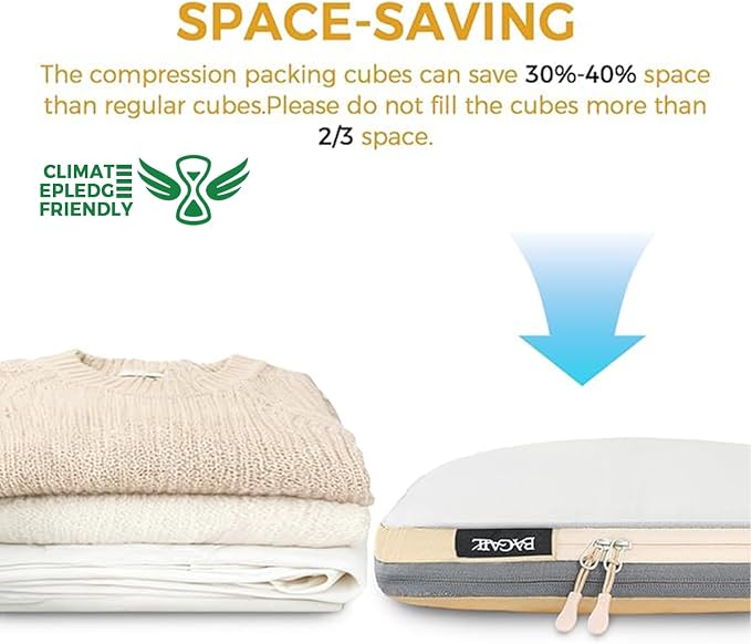 BAGAIL 6 Set Ultralight Compression Packing Cubes Packing Organizer for Travel Accessories Luggage Suitcase Backpack
