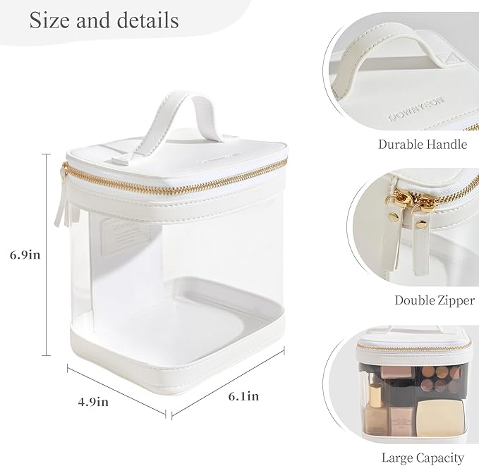 Camdeez ROWNYEON Clear Makeup Case Toiletry Bag Multipurpose Travel Makeup Train Case Portable Cosmetic Organizer Transparent Storage Bag