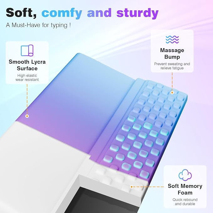 Ospelelf Keyboard Wrist Rest, Ergonomic Memory Foam Wrist Support for Typing & Gaming, Tilted Keyboard Pad, Aesthetic Desk Accessories for Office, Relief for Carpal Tunnel & Wrist Pain, Purple Blue