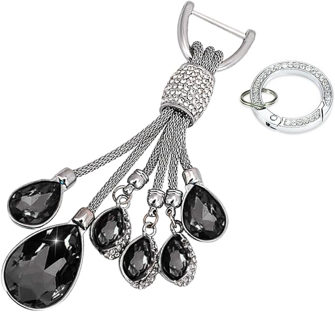 Bling Rhinestone Car Keychain, Fashion Auto Key Fob with Screwdriver, Vehicle Key Decoration Accessories for Woman (Black)