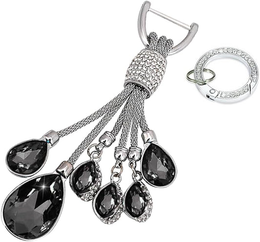 Bling Rhinestone Car Keychain, Fashion Auto Key Fob with Screwdriver, Vehicle Key Decoration Accessories for Woman (Black)