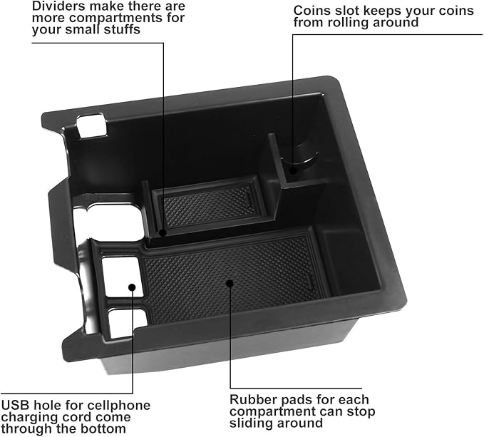 Center Console Organizer Tray Compatible with Mazda 2017-2025 CX-5 CX5 Accessories Armrest Storage Box ABS Console Insert Tray Container (Black Mat)