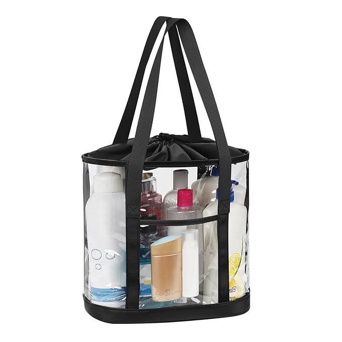 Large Clear Toiletry Bag, Travel Toiletry Bag for Women and Men, Waterproof Clear Tote Bag, Transparent Makeup Bag Organizer Portable Bath Shower Bag for Bathroom, Gym, Beach, Swimming, Traveling