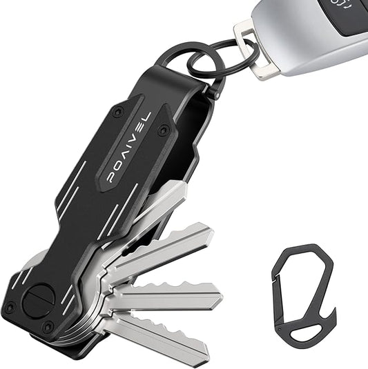 Key Organizer for Keychain, Key Holder with Pocket Clip & Carabiner, Key Rings for Car Keys, Key Case up to 6 Keys