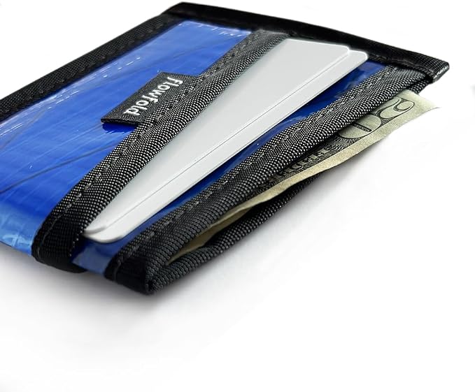 Flowfold Recycled Sailcloth Wallets - 3 Pocket Card Holder Wallet, Front Pocket Wallet, Slim Card Holder Wallet Made in USA (Blue Sailcloth)