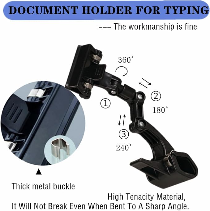 Documents Holder Foldable Adjustable Clip Copy Holder Paper Holder for Computer Monitor Canvas Typing,Artist Office Painting Supplies Accessory,Pack of 4 Flexible(Black)