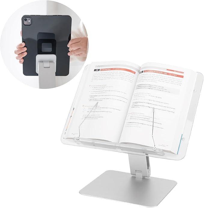 MITER 2-in-1 Magnetic Book & Tablet Stand – Detachable Acrylic Holder for Paper Books, Magnetic Mount for iPhone, iPad, Galaxy, Kindle, Boox, e-Reader Adjustable Innovative-Stand
