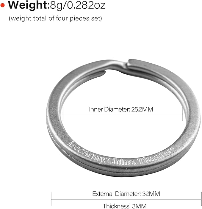 MecArmy Titanium 3pcs/4pcs/7pcs/18pcs Key Rings Keychain Large Small Split Rings