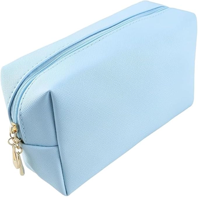 Small Makeup Bag Portable Cosmetic Bag for Women Makeup Pouch Waterproof Toiletry Bag for Travel (Bright Blue, Normal)