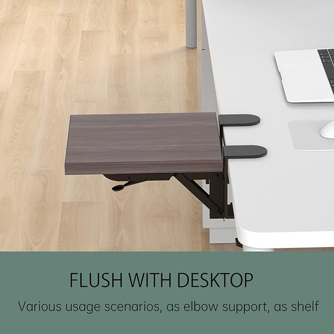 Ergonomics Desk Extender Tray, 9.5x9.1" Punch-Free Clamp on, Foldable Keyboard Drawer Tray, Table Mount Arm Wrist Rest Shelf, Computer Elbow Arm Support