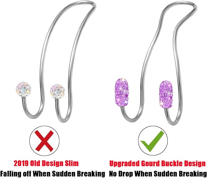 MTGOCHA Car Headrest Hooks Car Purse Hook(2 Pack),Bling Car Bag Hooks, Car Hook for Purses and Bags Cute Metal Car Purse Holder Hook, Bling Car Accessories for Women, Light Purple