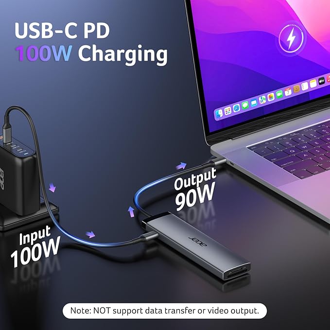 Acer 8 in 1 USB C Hub 10Gbps, USBC to HDMI Adapter 4K@60Hz, 2×USB-C 3.2, 2×USB A 3.0 Data Transfer, 100W PD Port Type C Multiport Splitter with SD/TF Card Reader, for MacBook Neo, Laptop, PC, Desktop