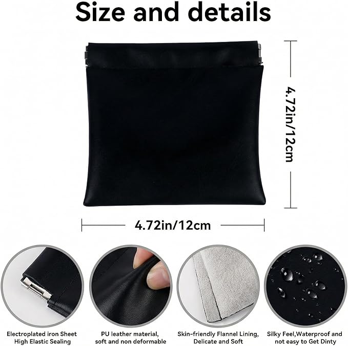 4 PCS Small Makeup Bag for Purse, Mini Portable Cosmetic Pouch for Women, Coin Purse Lipstick Cosmetic Accessories Organizer, Travel Storage Pouch, Black