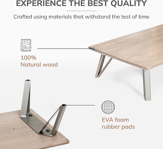 Anji Mountain Monitor Stand - Desktop Organizer & Laptop Riser, Ergonomic Monitor Riser, Space-Saving Monitor Stand for Desk, Durable Construction, Easy Assembly, Ideal for Home & Office,Biscotti