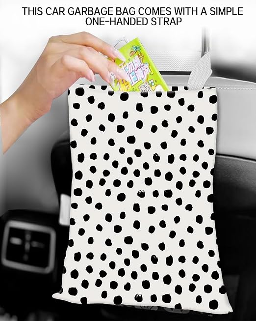 Car Garbage Can, Hanging Car Trash Can for Back Seat Organizer, Cute Polka Dots