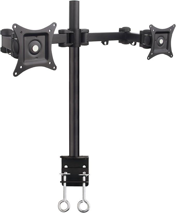 SIIG Articulating Dual Monitor Desk Mount - Mounting kit (Desk clamp Mount, mounting Pole, 2 mounting arms) for LCD Display - Black - Screen Size: 13" - 27" - mounting Interface: 100 x 100