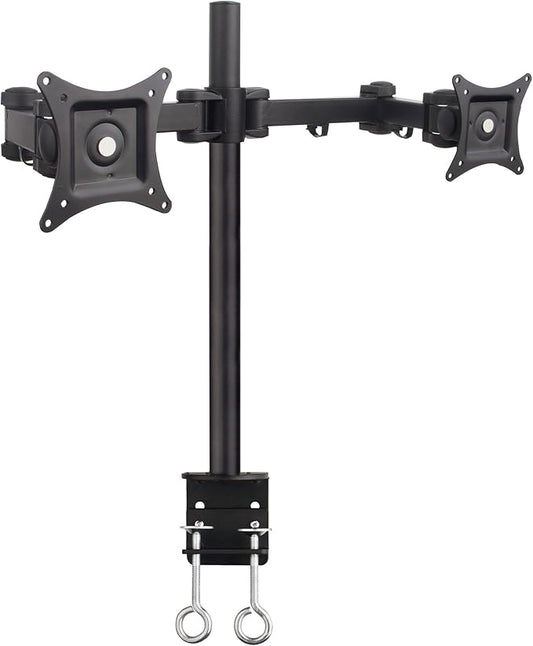 SIIG Articulating Dual Monitor Desk Mount - Mounting kit (Desk clamp Mount, mounting Pole, 2 mounting arms) for LCD Display - Black - Screen Size: 13" - 27" - mounting Interface: 100 x 100