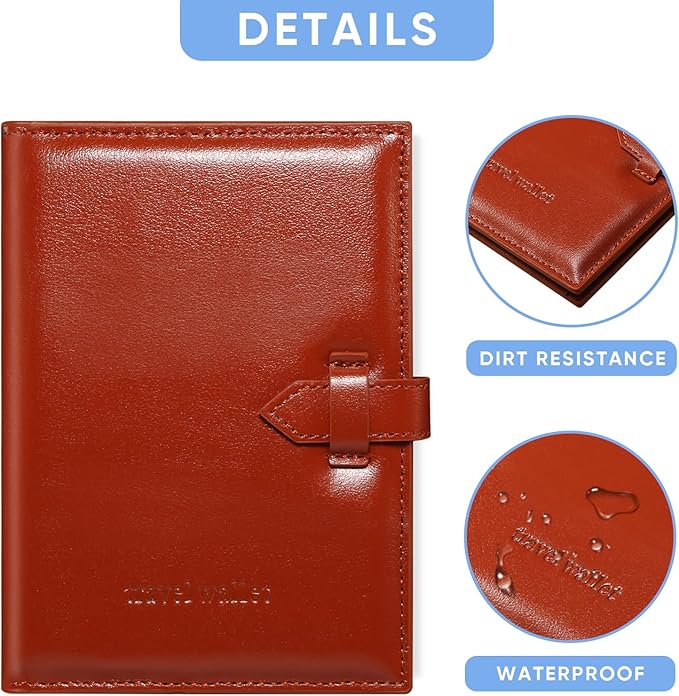 Passport Holder for Travel Essentials, Passport Wallet Cover Card holder Case for Travel Must Haves Accessories, Passport Book Holders for Women and Men, Dark Brown