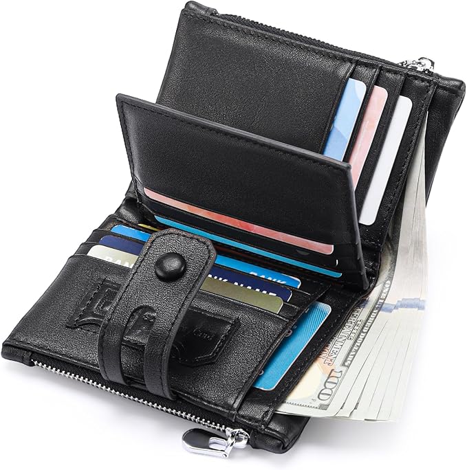 FALAN MULE Wallet for Men Large Capacity Genuine Leather Men Wallets RFID Blocking