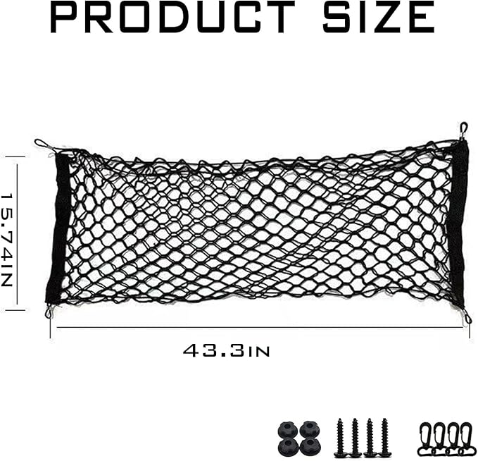 1 Pcs Cargo Net Stretchable, Car Rear Cargo Net,43.3 in*15.7 in Trunk Net Organizer for Car,Suitable for Most Cars, Trucks, Suvs