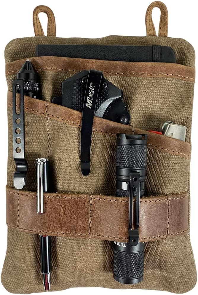 Hide & Drink, Multi-Tool Pocket Pouch XL, Compact Multipurpose EDC Zippered Bag, Mini Camping Tool Case, Knife Holster, Handmade Slim Organizer