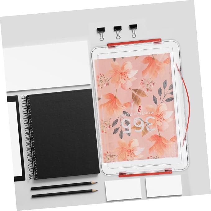 2pcs Clear Plastic File Storage Boxes with Lid and Handle Stackable Desktop Organizer for Documents Crafts and Office Supplies Portable Transparent Storage