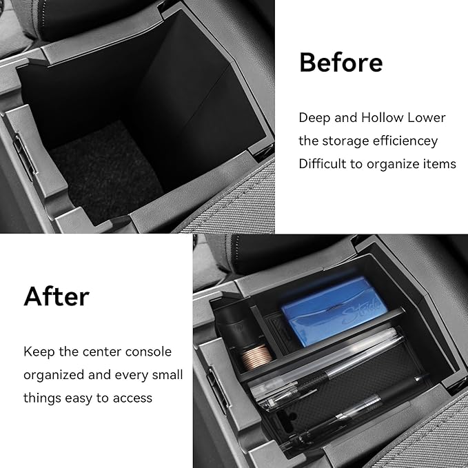 Center Console Organizer Tray Compatible with Subaru 2025 2026 Forester Accessories Armrest Storage Box ABS Console Insert Tray Container (Black Mat)
