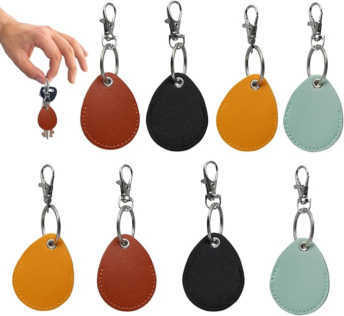 8 Pcs of Pu Leather Keychain Key Holder,Leather Key Fob,Fob Holder,4 Color Options,Small and Light,Easy To Carry,Widely Used in Key Id Key Card Id Card