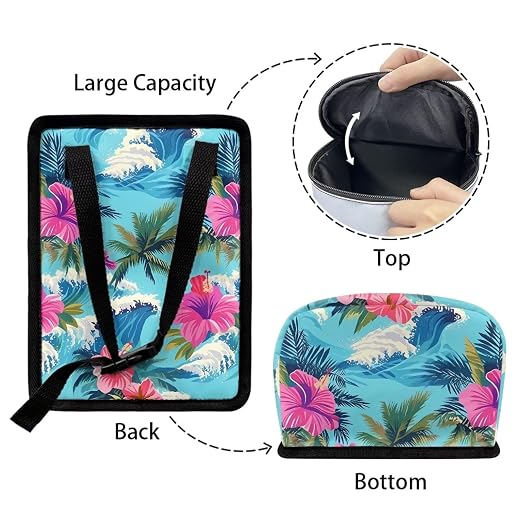 Biyejit Hawaiian Hibiscus Car Trash Can, Adjustable Straps Hanging Storage Organizer Bag, Collapsible Multipurpose Garbage Bin Bag for Car Accessories