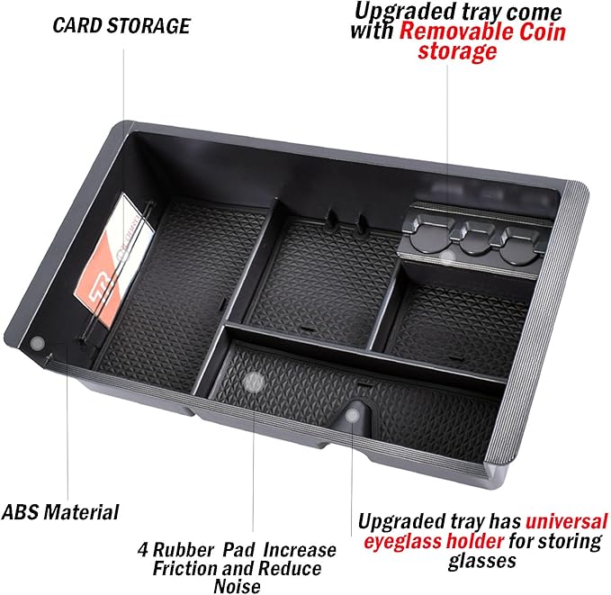 Center Console Organizer for 2014-2018 Chevy Silverado 1500 / GMC Sierra 1500 Accessories and 2015-2019 Sierra/Silverado 2500/3500HD and 15-2020 Yukon/Yukon XL/Tahoe/Suburban Armrest Storage Box black
