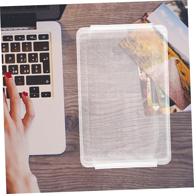 Transparent File Box with Lid Stackable Desktop Document Organizer for Office and Home Sealed File Case with Anti-wear and Anti-deformation Features Multipurpose Storage for