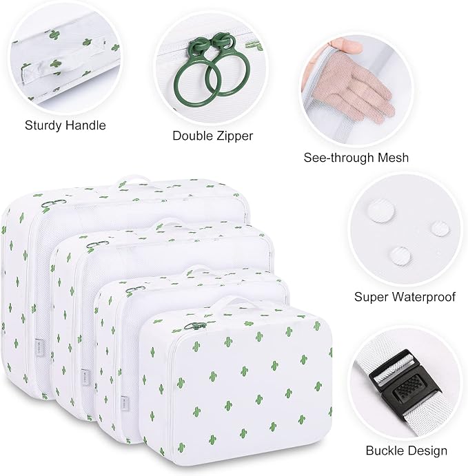 Mossio 9 Set Packing Cubes with Shoe Bag & Electronics Bag - Luggage Organizers Suitcase Travel Accessories